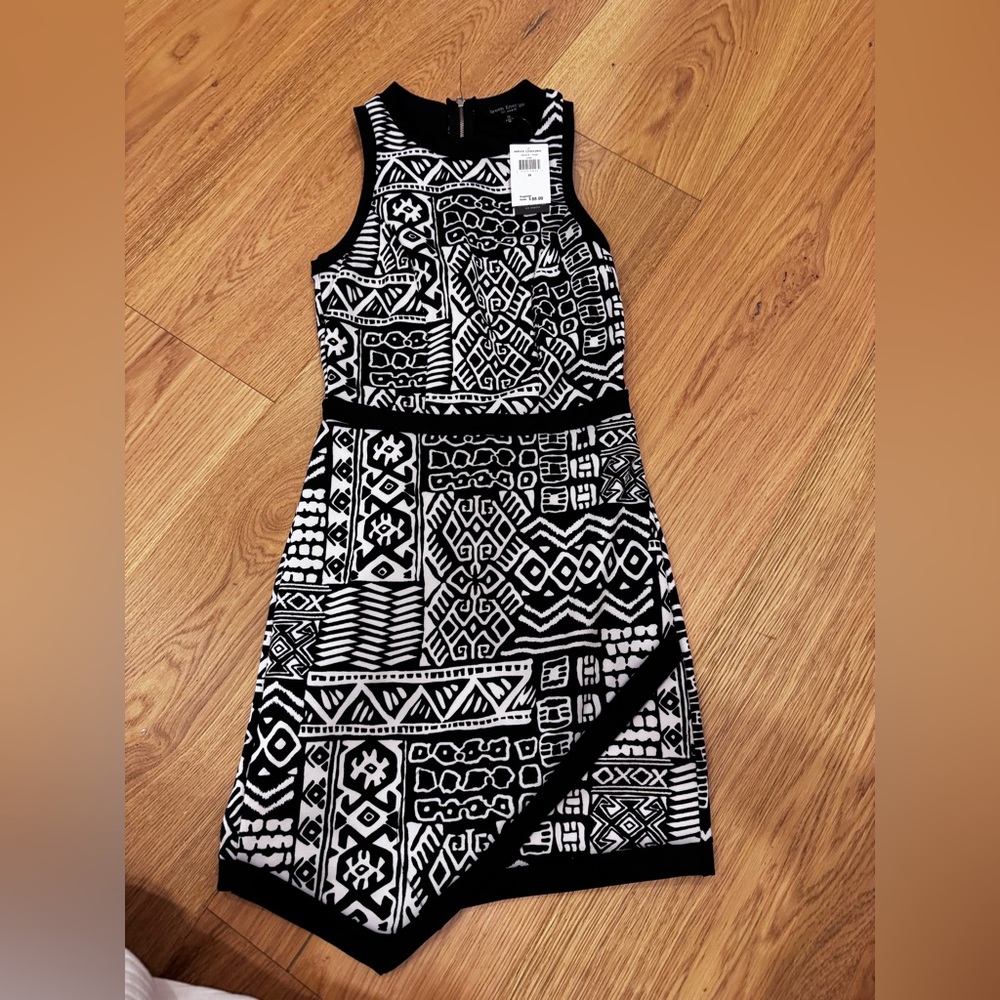 Green Envelope asymmetric mini dress Aztec print/ Myan print/ tribal print
